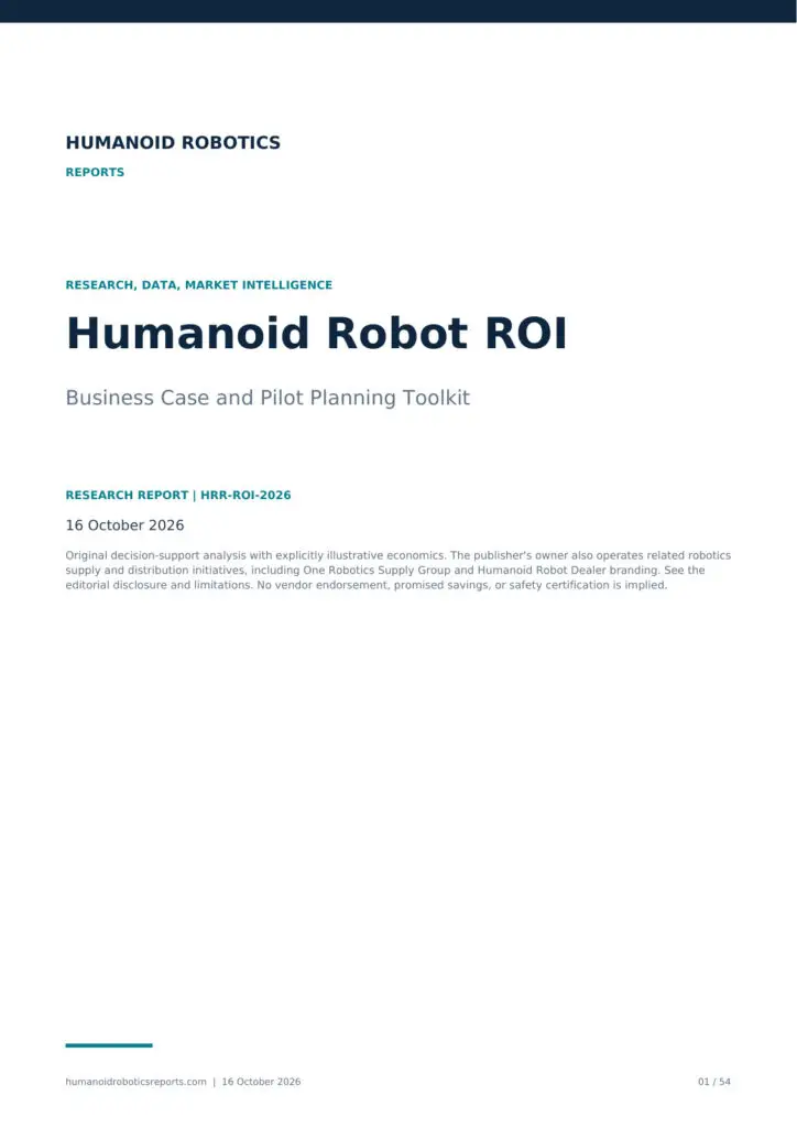 Actual cover of Humanoid Robot ROI: Business Case and Pilot Planning Toolkit, edition 2026.10.