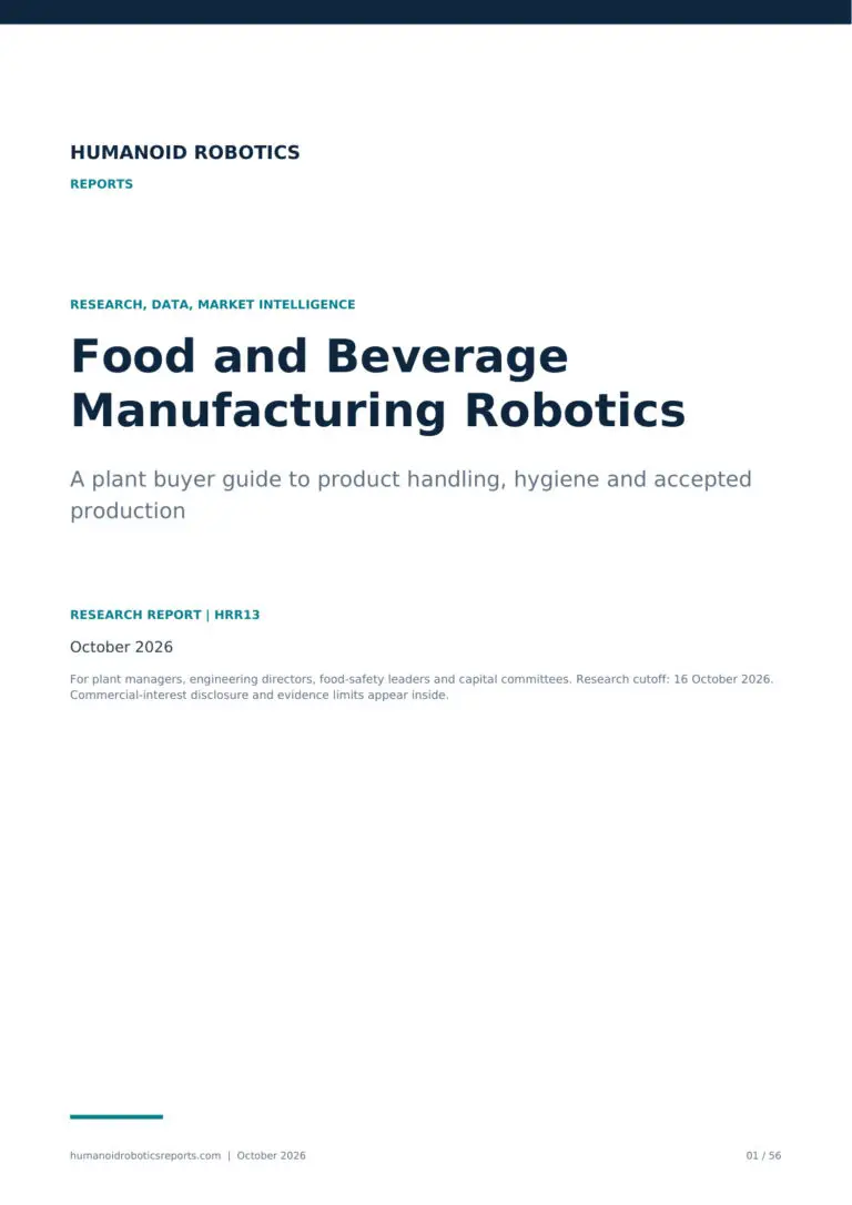 Cover of Food and Beverage Manufacturing Robotics: A plant buyer guide to product handling, hygiene and accepted production, edition 2026.10.