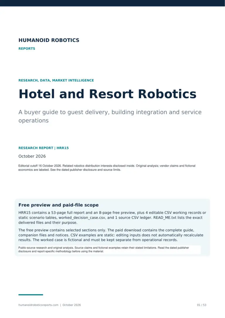 Cover of Hotel and Resort Robotics: A buyer guide to guest delivery, building integration and service operations, October 2026 edition.