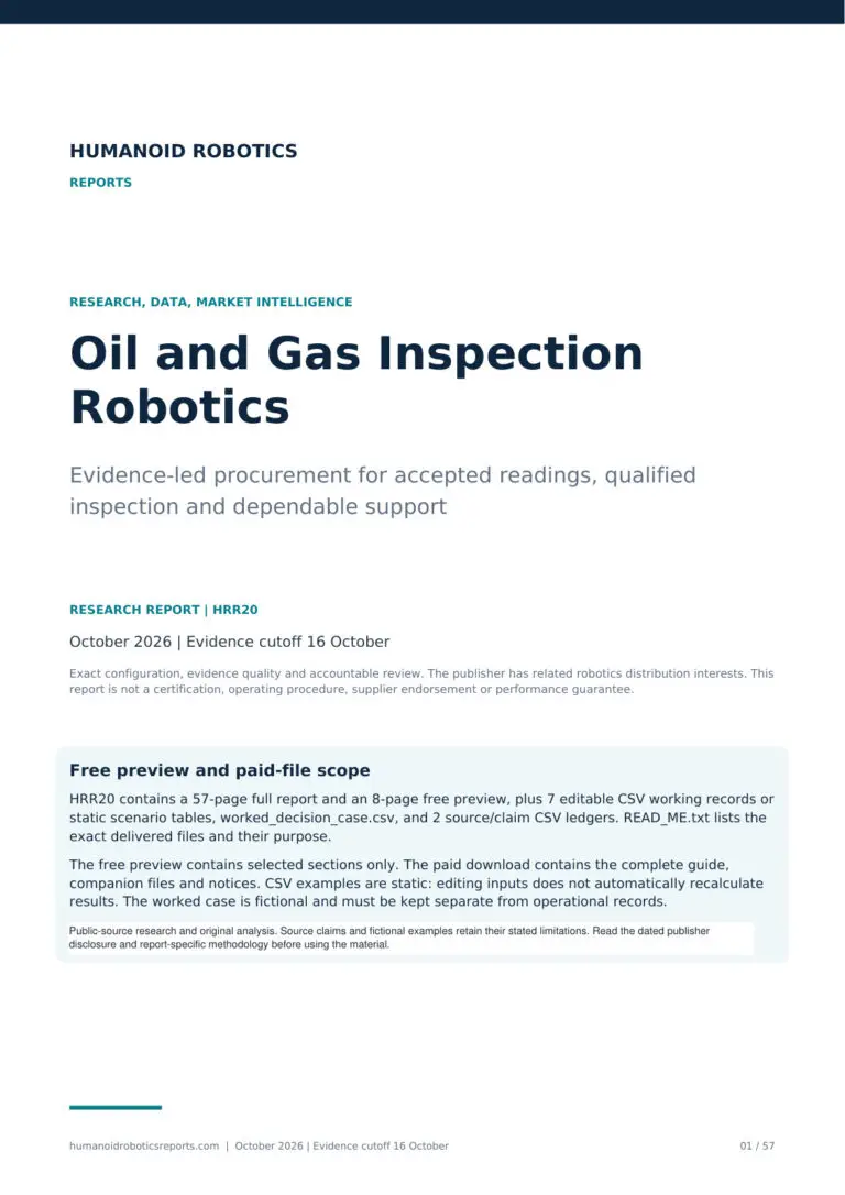 Cover of Oil and Gas Inspection Robotics: Evidence-led procurement for accepted readings, qualified inspection and dependable support, October 2026 edition.