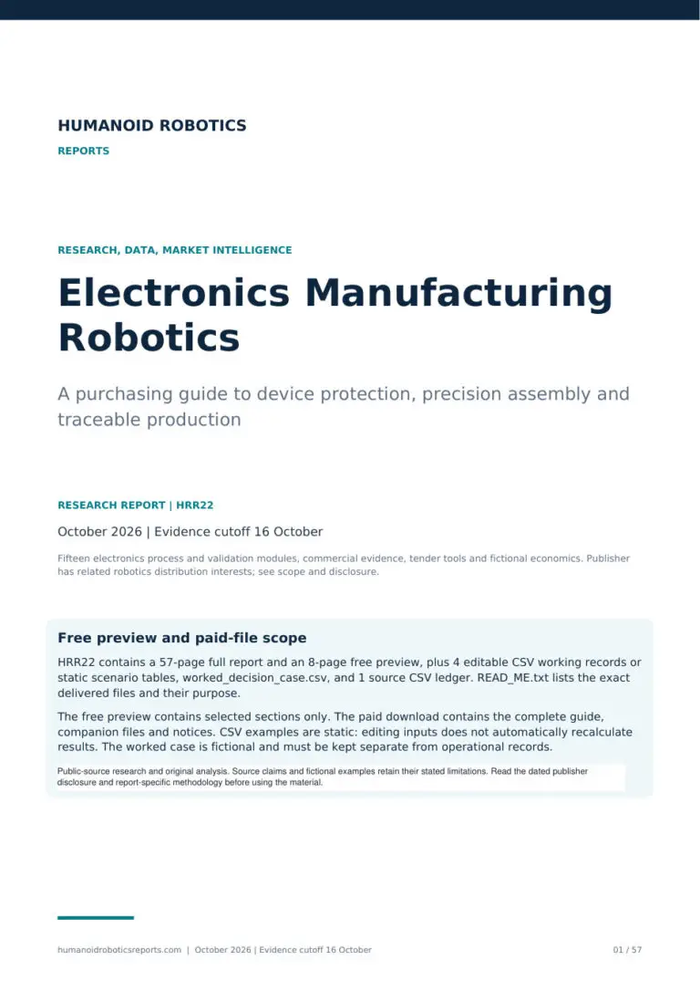 Cover of Electronics Manufacturing Robotics: A purchasing guide to device protection, precision assembly and traceable production, edition 2026.10.