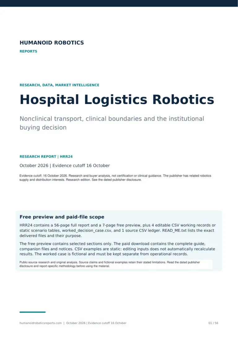 Cover of Hospital Logistics Robotics: Nonclinical transport, clinical boundaries and the institutional buying decision, edition 2026.10.