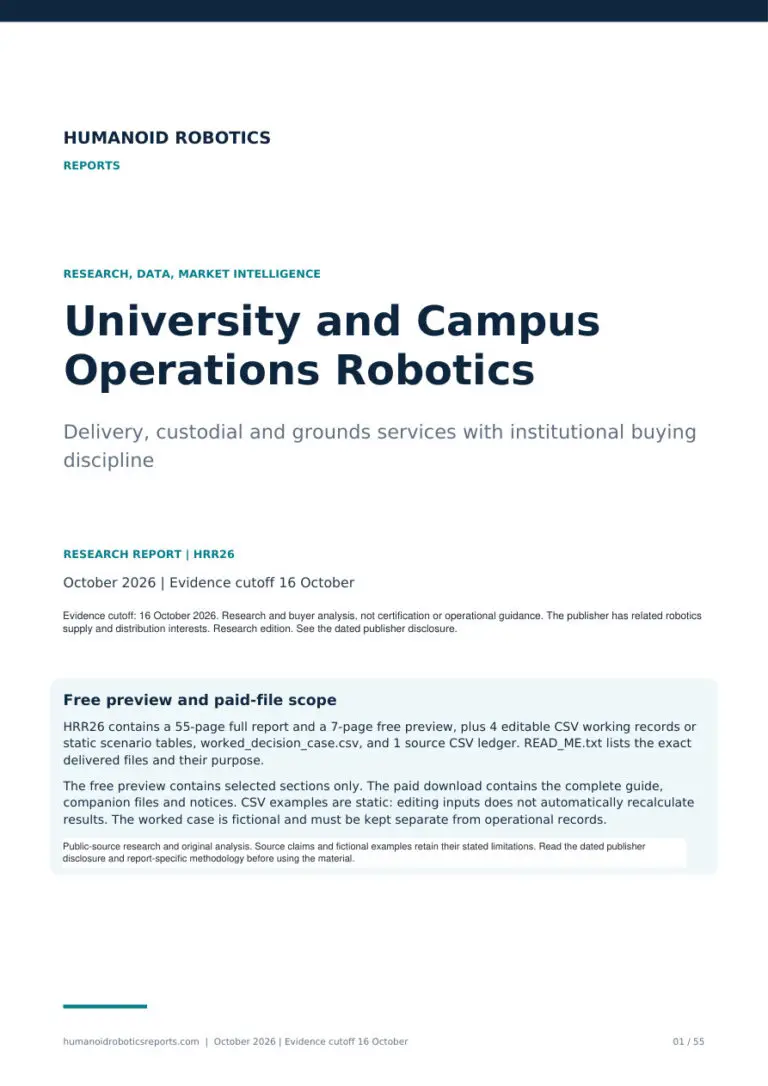 Cover of University and Campus Operations Robotics: Delivery, custodial and grounds services with institutional buying discipline, edition 2026.10.