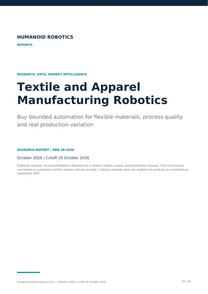Cover of Textile and Apparel Manufacturing Robotics: Buy bounded automation for flexible materials, process quality and real production variation, edition 2026.10.