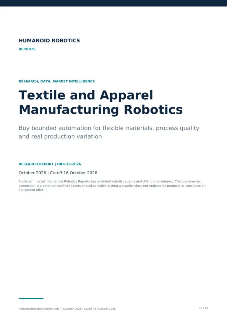 Cover of Textile and Apparel Manufacturing Robotics: Buy bounded automation for flexible materials, process quality and real production variation, edition 2026.10.
