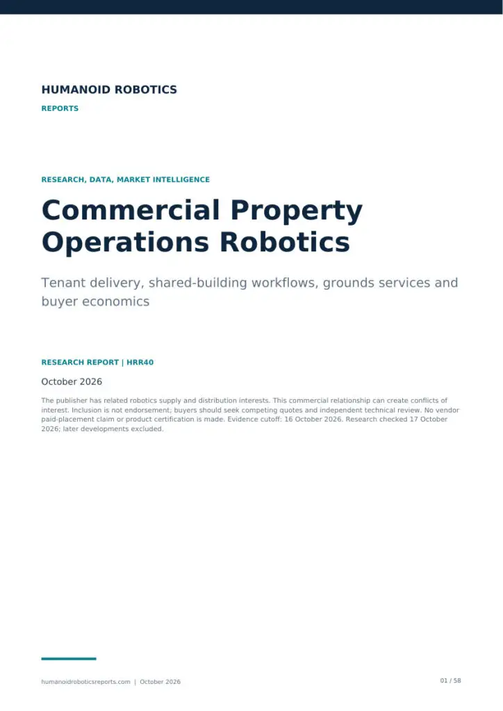 Cover of Commercial Property Operations Robotics: Tenant delivery, shared-building workflows, grounds services and buyer economics, edition 2026.10.
