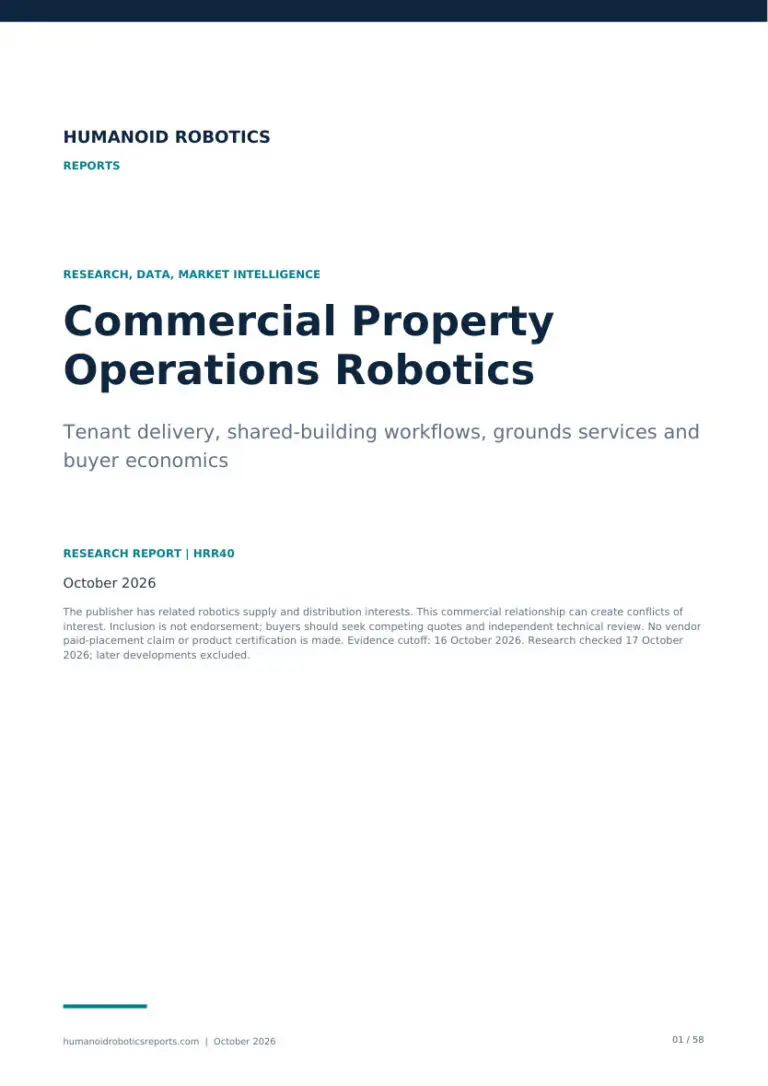 Cover of Commercial Property Operations Robotics: Tenant delivery, shared-building workflows, grounds services and buyer economics, edition 2026.10.