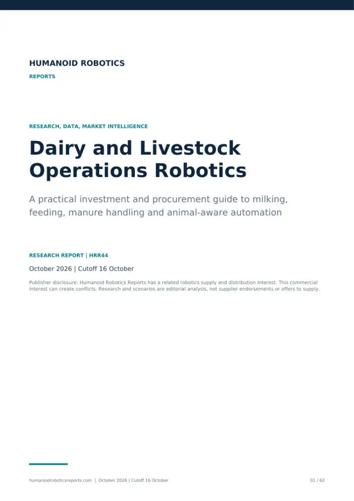 Actual cover of Dairy and Livestock Operations Robotics, edition 2026.10.