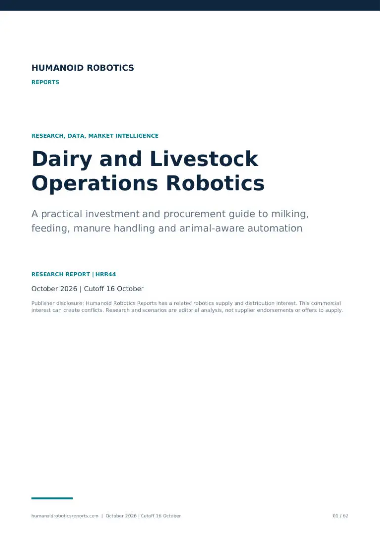 Actual cover of Dairy and Livestock Operations Robotics, edition 2026.10.
